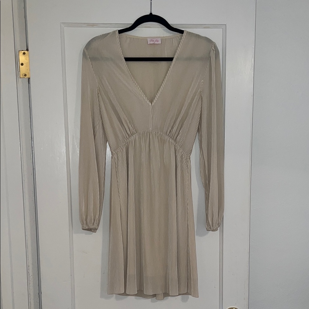 Pink Lily Taupe Long-Sleeve Dress